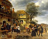 Jan Steen Peasants outside an Inn painting